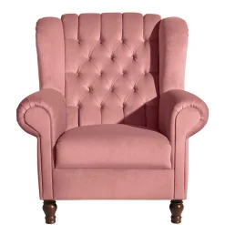 Wohnen Federkern-Ohrensessel in Rosa und Nussbaum Braun - Masiela