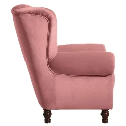 Wohnen Federkern-Ohrensessel in Rosa und Nussbaum Braun - Masiela