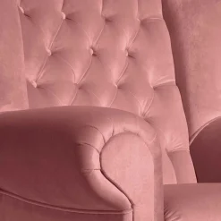 Wohnen Federkern-Ohrensessel in Rosa und Nussbaum Braun - Masiela