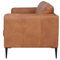 Wohnen Federkernsofa in Leder Cognac Braun - Lespavo