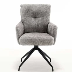 Wohnen Designermöbel*Federkern-Tischsessel in Grau - Kumin (2er Set)