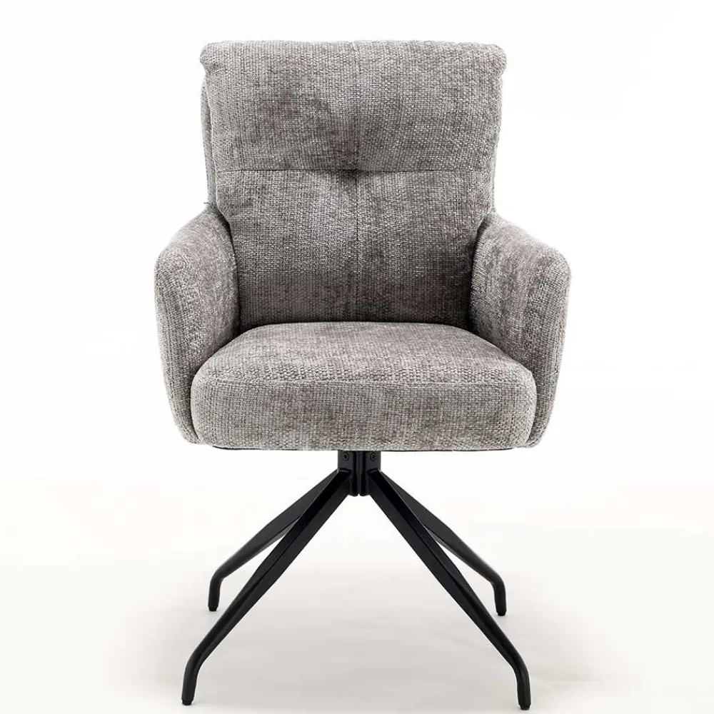 Wohnen Designermöbel*Federkern-Tischsessel in Grau - Kumin (2er Set)