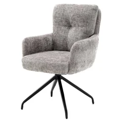 Wohnen Designermöbel*Federkern-Tischsessel in Grau - Kumin (2er Set)