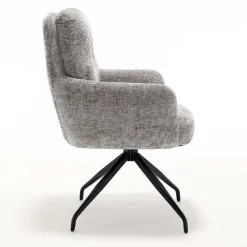 Wohnen Designermöbel*Federkern-Tischsessel in Grau - Kumin (2er Set)