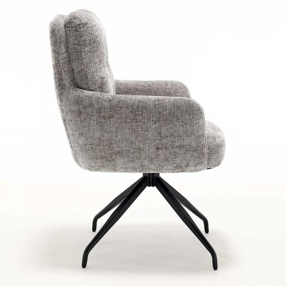 Wohnen Designermöbel*Federkern-Tischsessel in Grau - Kumin (2er Set)