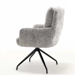 Wohnen Designermöbel*Federkern-Tischsessel in Grau - Kumin (2er Set)