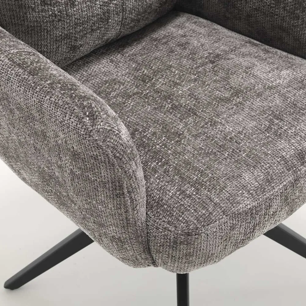 Wohnen Designermöbel*Federkern-Tischsessel in Grau - Kumin (2er Set)