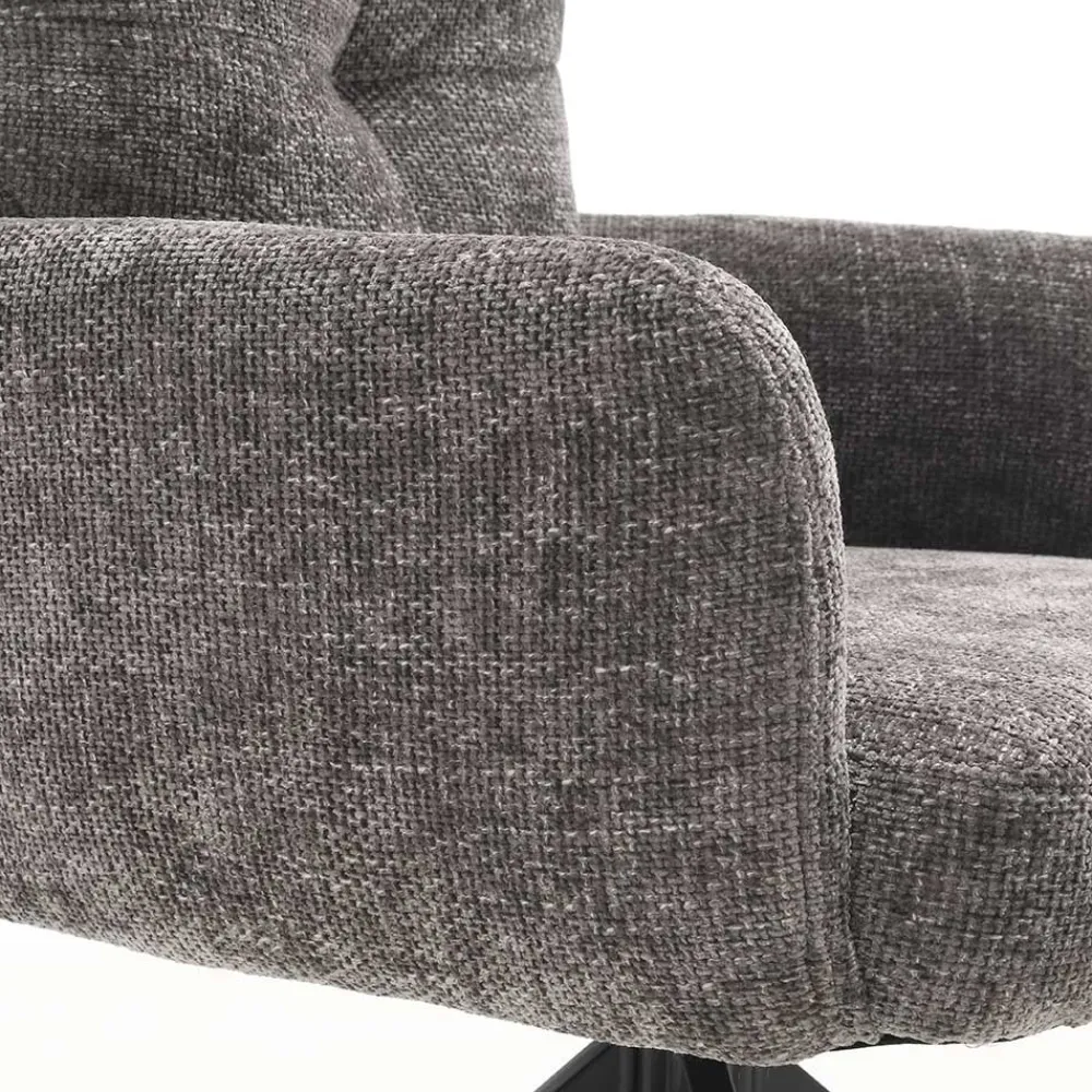 Wohnen Designermöbel*Federkern-Tischsessel in Grau - Kumin (2er Set)