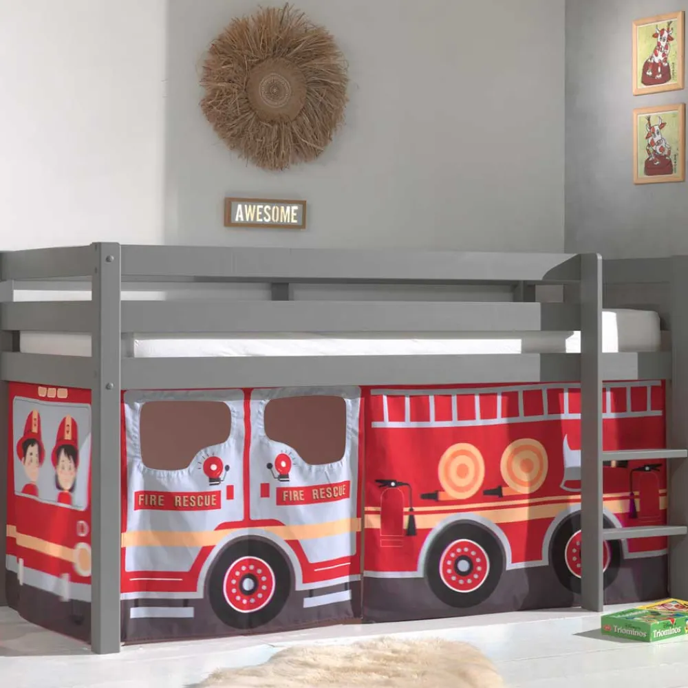 Wohnen Kinderbetten*Feuerwehr Kinderzimmer Hochbett in Grau - Ernezza