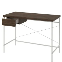 Kinder Wohnen Filigraner Schreibtisch in Walnuss Optik & Weiß - Meskus