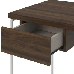 Kinder Wohnen Filigraner Schreibtisch in Walnuss Optik & Weiß - Meskus