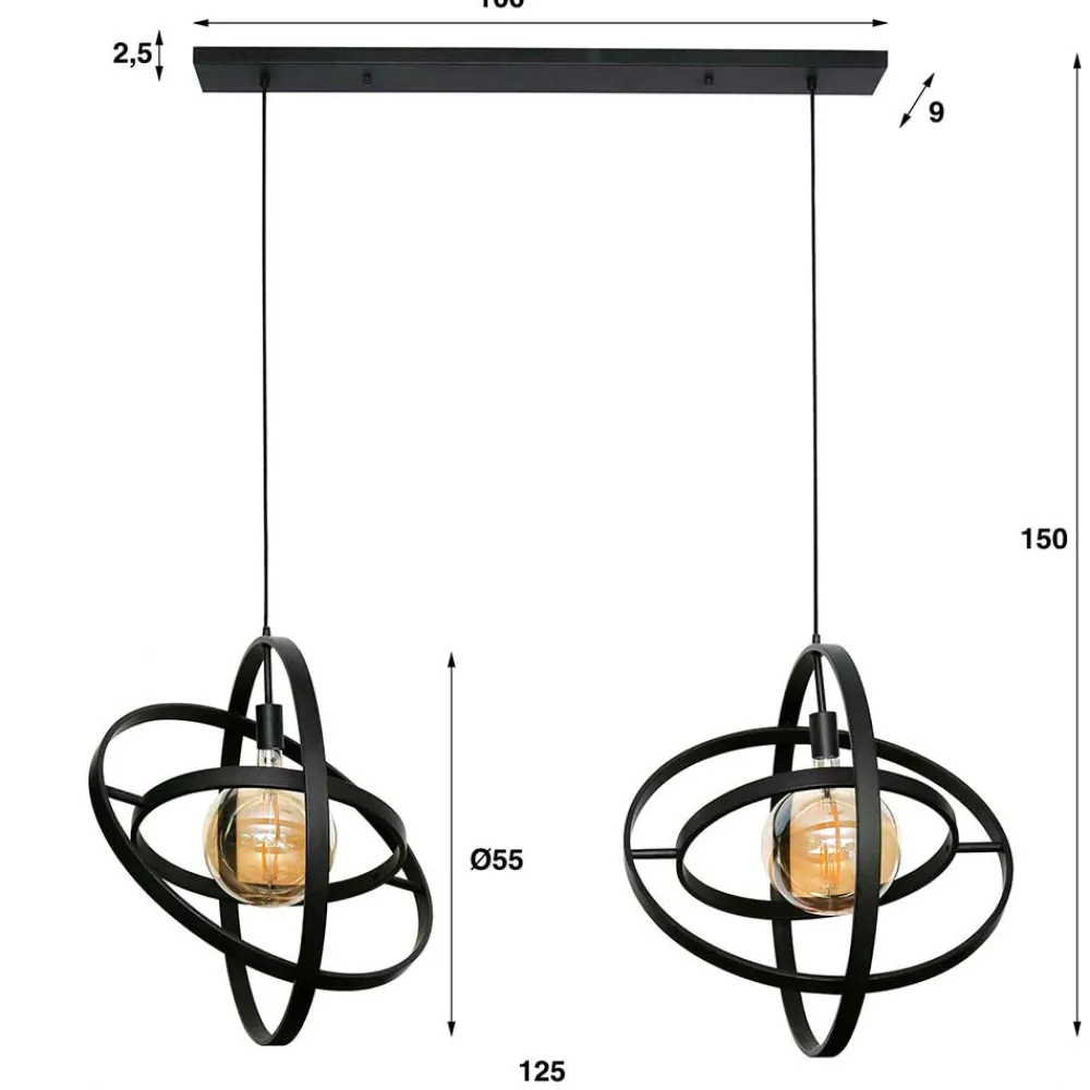 Wohnen Lampen & Leuchten*2-flammige Design Hängeleuchte aus Metall - Salines