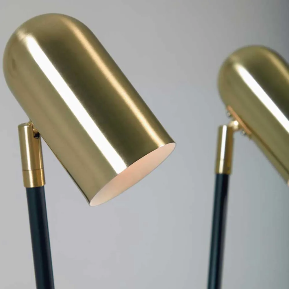 Wohnen Lampen & Leuchten*2-flammige Design Stehlampe in Messing - Lounger