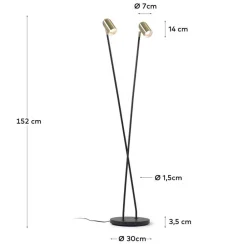 Wohnen Lampen & Leuchten*2-flammige Design Stehlampe in Messing - Lounger