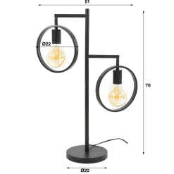Wohnen 2-flammige Designer Tischleuchte in Dunkelgrau - Shyma