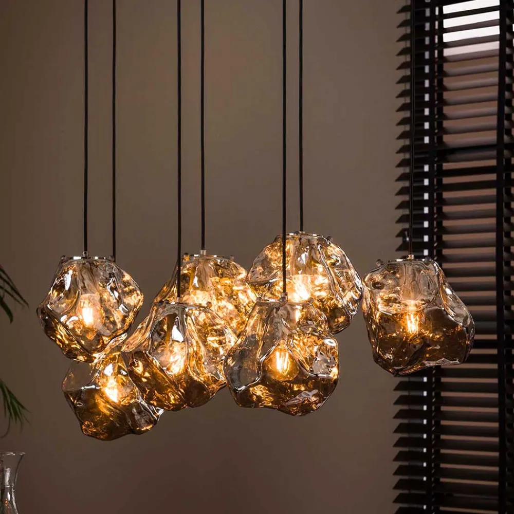 Wohnen 7-flammige Hängelampe in Fels Stein Optik - Domniar