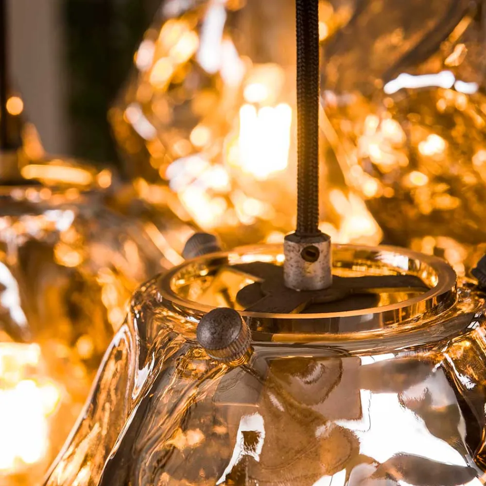 Wohnen 7-flammige Hängelampe in Fels Stein Optik - Domniar