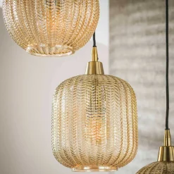 Wohnen 5-flammige Hängelampe mit Braunglas Schirmen - Infermo