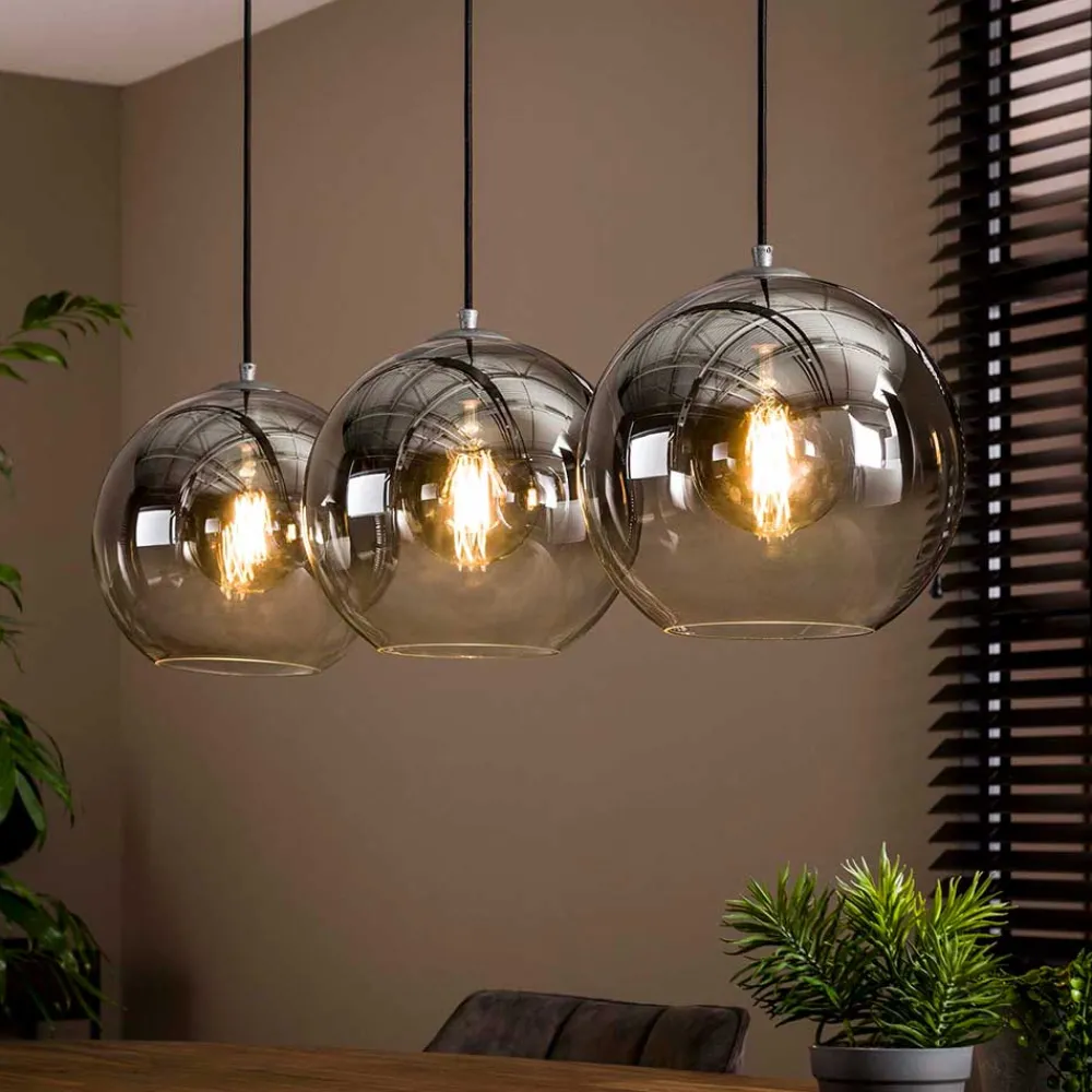 Wohnen 3-flammige Hängelampe mit Glas Kugel Schirmen - Vetrano