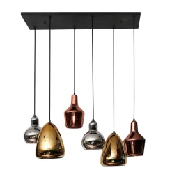 Wohnen 6-flammige Hängelampe mit verschiedenen Glasschirmen - Gerri