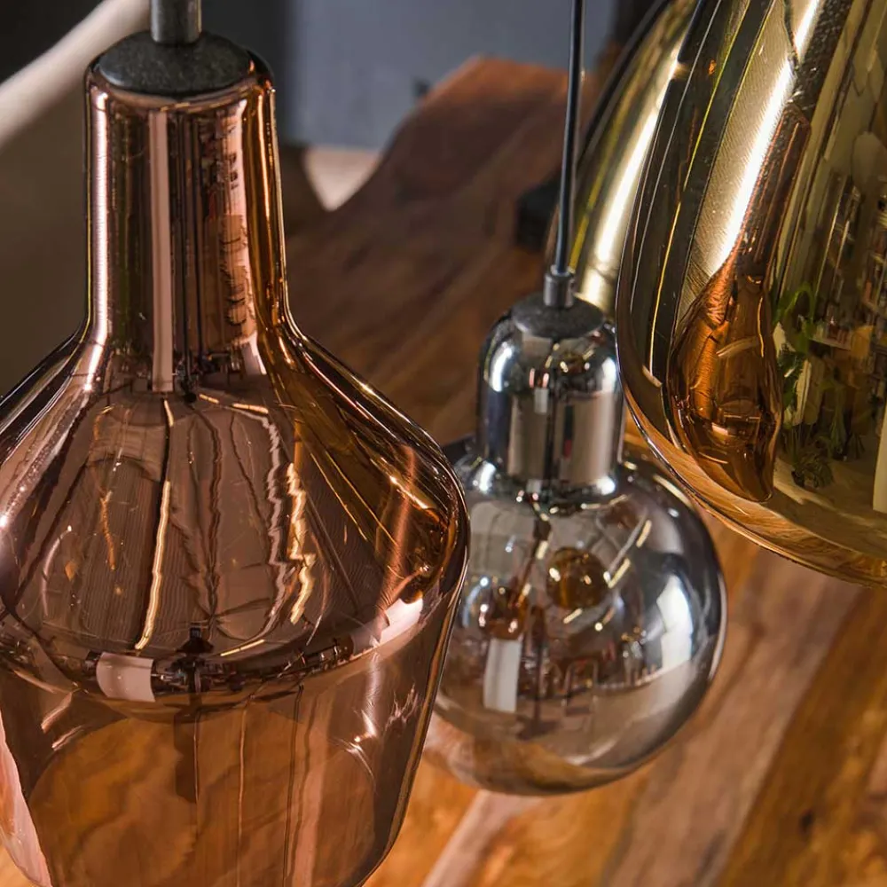 Wohnen 6-flammige Hängelampe mit verschiedenen Glasschirmen - Gerri