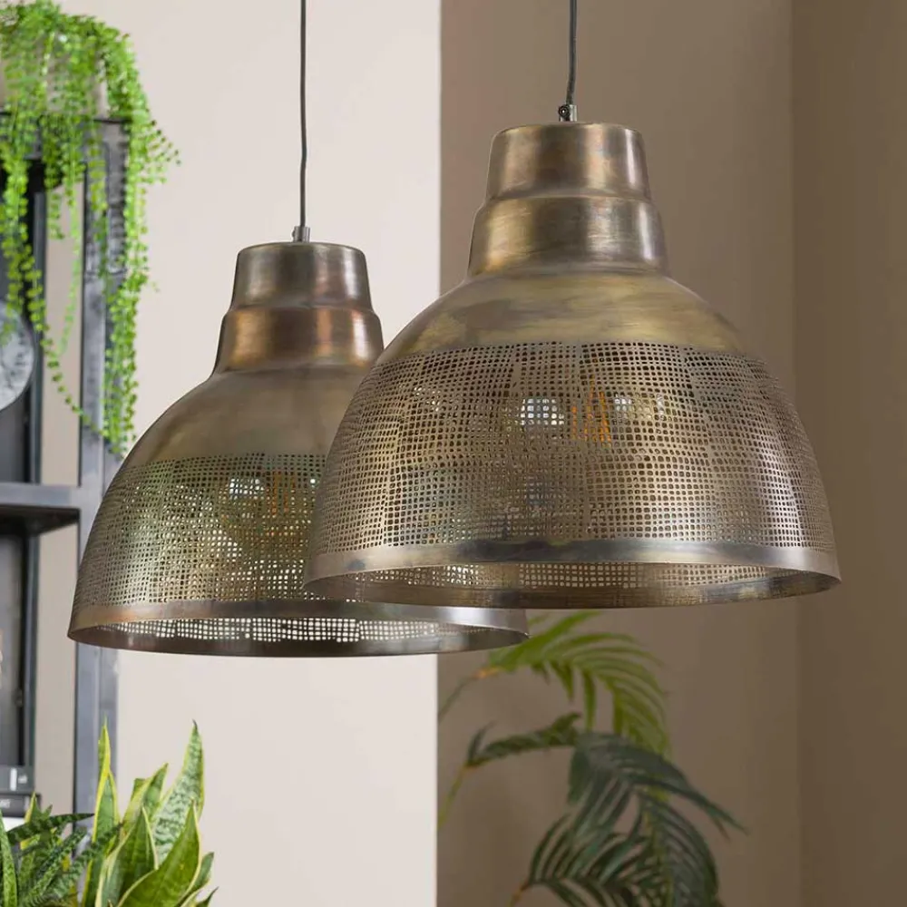 Wohnen 2-flammige Hängeleuchte in Bronze Antik - Jaines