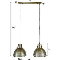 Wohnen 2-flammige Hängeleuchte in Bronze Antik - Jaines