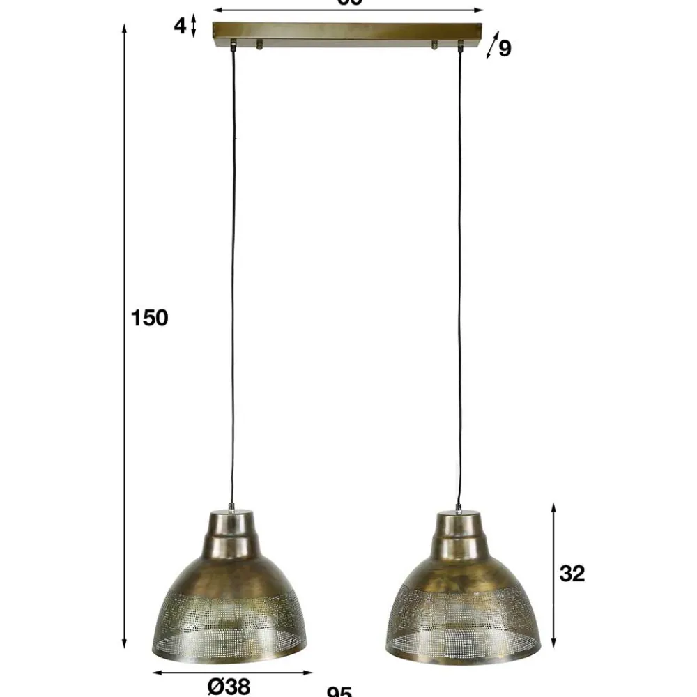 Wohnen 2-flammige Hängeleuchte in Bronze Antik - Jaines