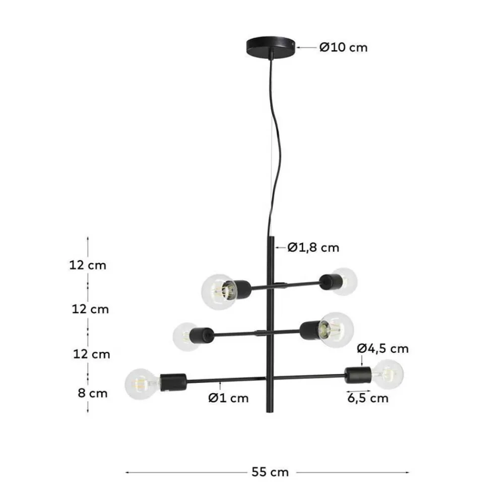 Wohnen 6-flammige Hängeleuchte minimalistisch - Evyla