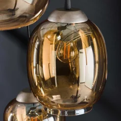 Wohnen Lampen & Leuchten*5-flammige Hängeleuchte mit Braunglas Schirmen - Zhidyla