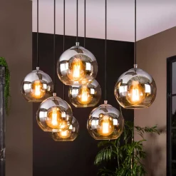 Wohnen Graue Möbel|Glasmöbel*7-flammige Hängeleuchte mit Glaskuppeln - Sanne