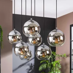 Wohnen Graue Möbel|Glasmöbel*7-flammige Hängeleuchte mit Glaskuppeln - Sanne