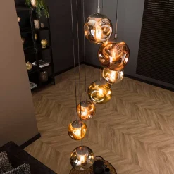 Wohnen Lampen & Leuchten*7-flammige Hängeleuchte mit Metallic Glasschirmen - Elizabeth