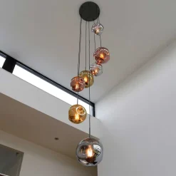 Wohnen Lampen & Leuchten*7-flammige Hängeleuchte mit Metallic Glasschirmen - Elizabeth