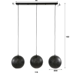 Wohnen 3-flammige Kugel-Hängelampe in Schwarz - Feixon