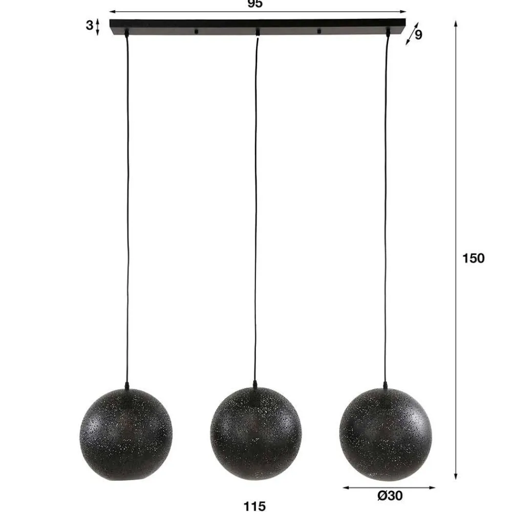 Wohnen 3-flammige Kugel-Hängelampe in Schwarz - Feixon