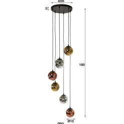 Wohnen 6-flammige Leuchte mit Kugelschirmen aus Glas - Polar