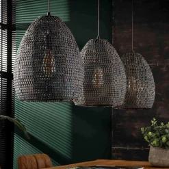 Wohnen 3-flammige Metall Hängeleuchte in Schwarz Braun - Mediny