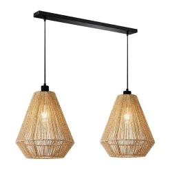 Wohnen 2-flammige Pendelleuchte aus Jute Natur - Navugada