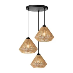 Wohnen 3-flammige Pendelleuchte in Natur und Schwarz - Plataya