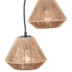 Wohnen 3-flammige Pendelleuchte in Natur und Schwarz - Plataya