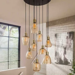 Wohnen 9-flammige Pendelleuchte mit Glasschirmen - Dress