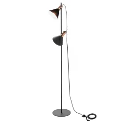 Wohnen 2-flammige Stehleuchte in Schwarz & Messing - Easy