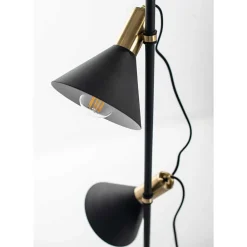 Wohnen 2-flammige Stehleuchte in Schwarz & Messing - Easy