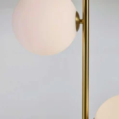 Wohnen 2-flammige Stehleuchte mit weißen Glas Kugelschirmen - Partiona