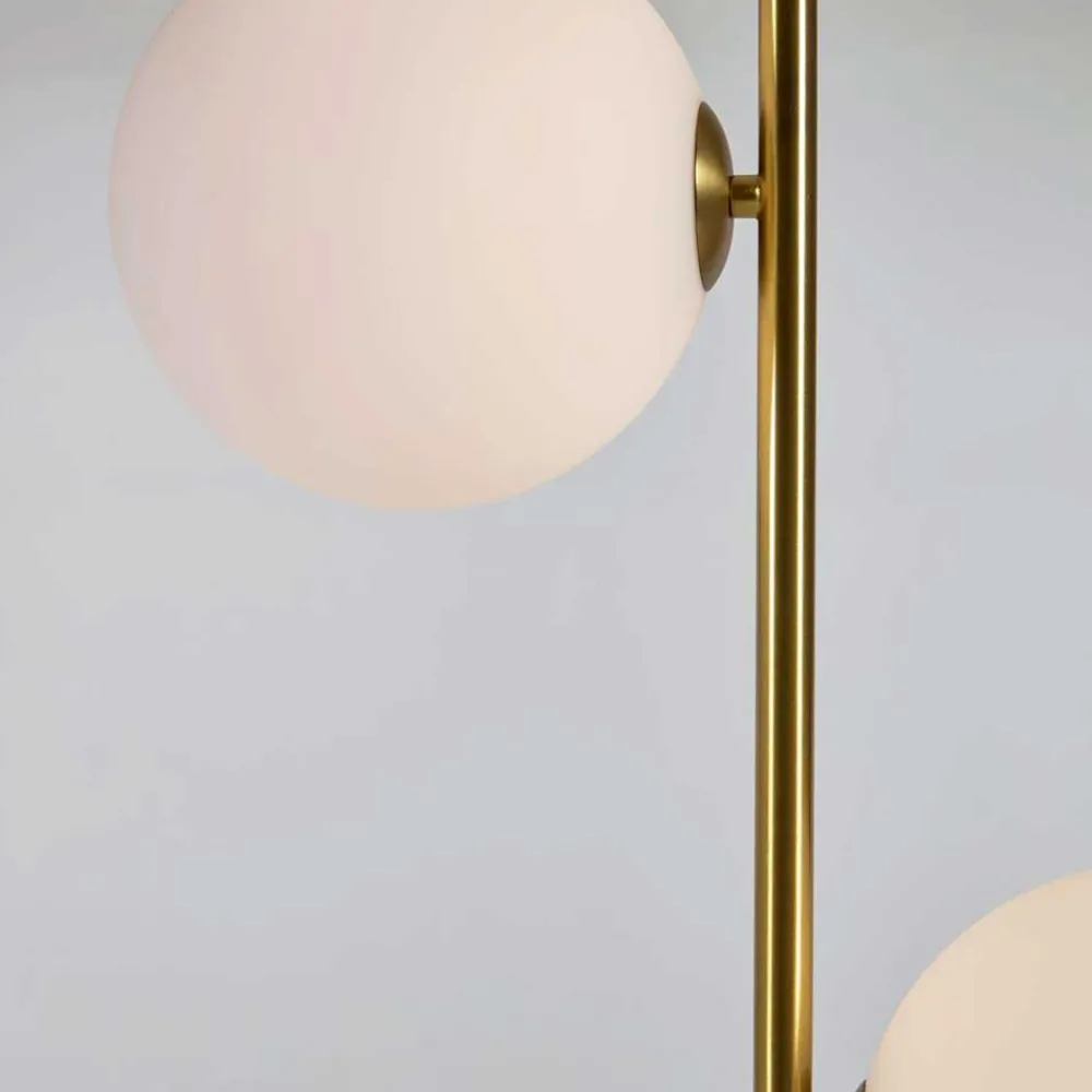 Wohnen 2-flammige Stehleuchte mit weißen Glas Kugelschirmen - Partiona