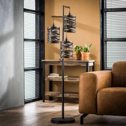 Wohnen Loft Möbel|Industrial Möbel*3-flammiger Stehleuchter in Anthrazit Metall - mexiko