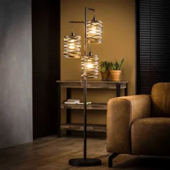 Wohnen Loft Möbel|Industrial Möbel*3-flammiger Stehleuchter in Anthrazit Metall - mexiko