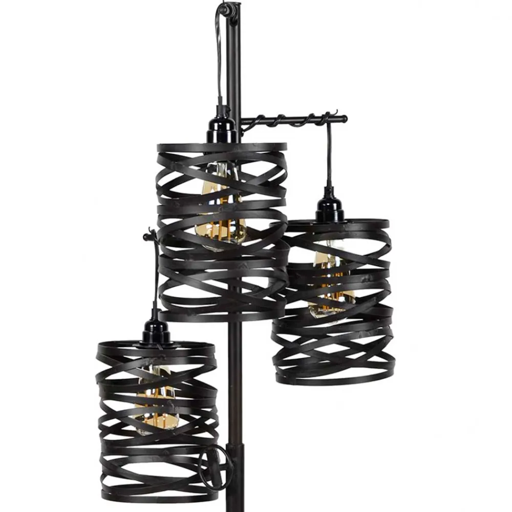 Wohnen Loft Möbel|Industrial Möbel*3-flammiger Stehleuchter in Anthrazit Metall - mexiko