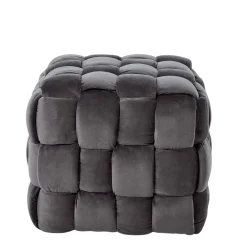 Wohnen Barhocker*Flechtoptik Sitzhocker in Platingrau - Lydosca